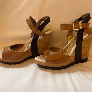Sam Edelman leather block wedge/Size 6